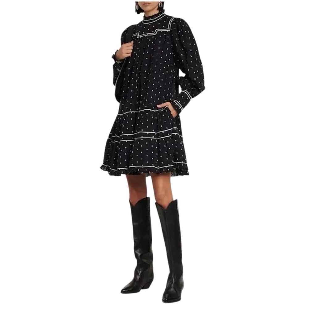 Ulla Johnson Blanche Tiered Embroidered Dot Dress